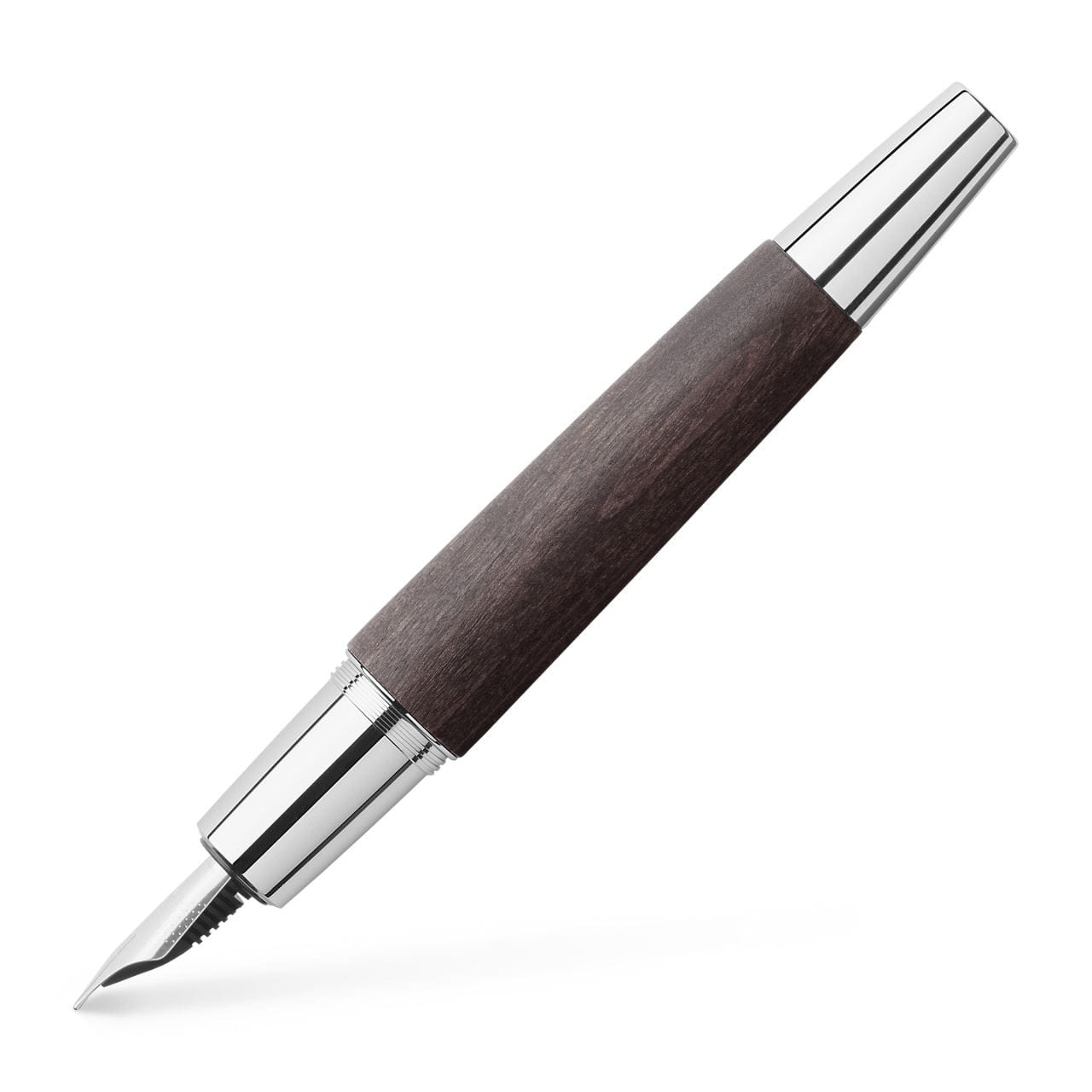 Faber-Castell E-Motion Fountain Pen Extra Fine Point Wood & Chrome Black 148222